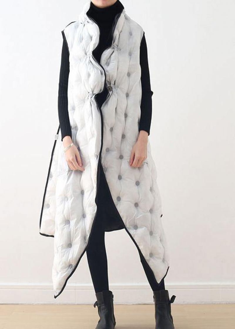 Nouveau Gilet Noir Et Blanc Long Épais Ample Grande Taille Manteau En Coton Des Deux Côtés - Doudounes femmes