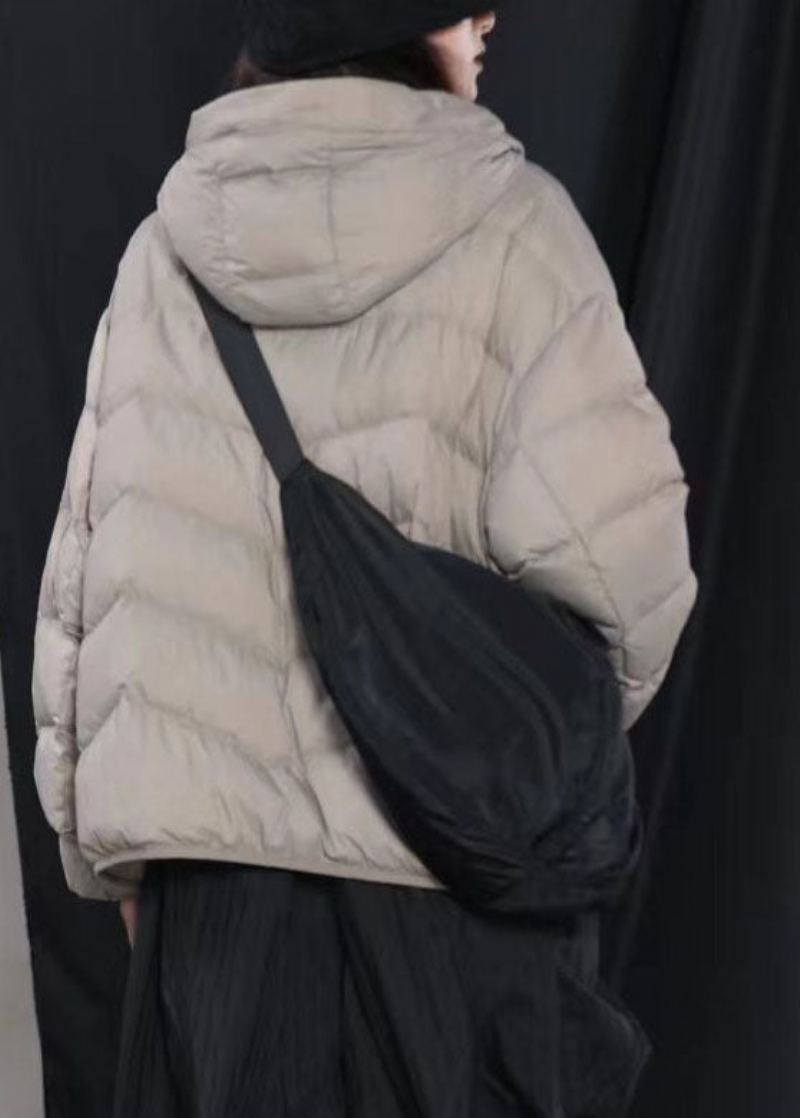 Nouveau Kaki À Capuche Poches Chaud Hiver Duvet De Canard Manteau - Kaki