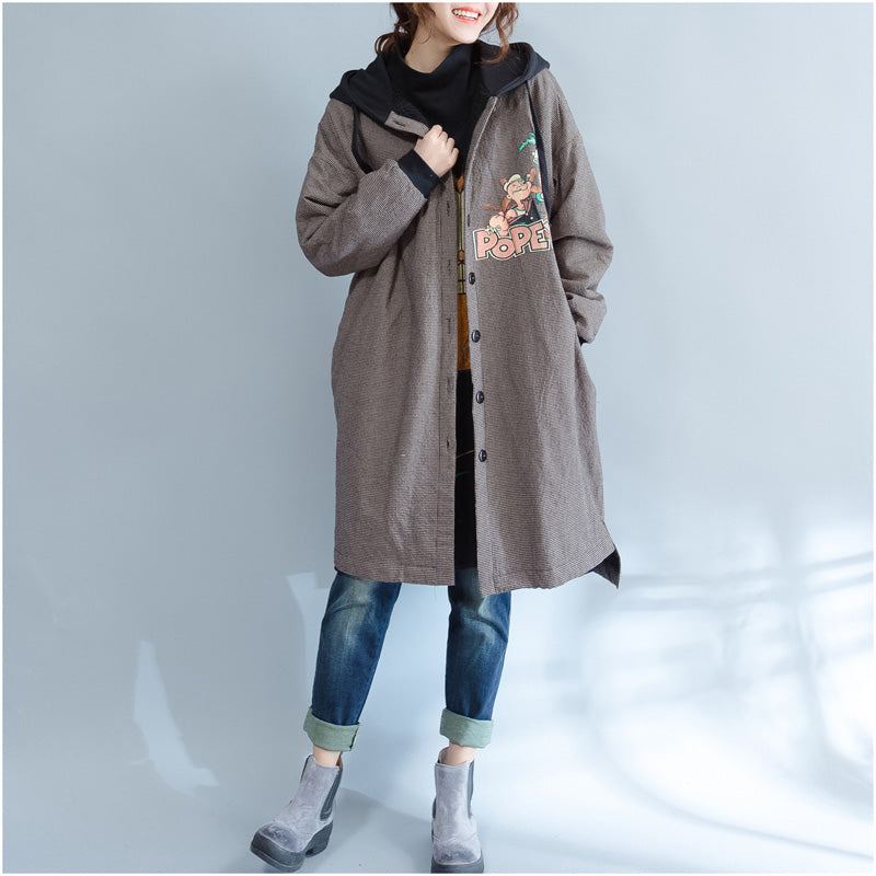 Nouveau Kaki Imprime Femmes Parka Décontracté À Capuche Chaud Hiver Manteau Fine Épais Manteaux - Doudounes femmes