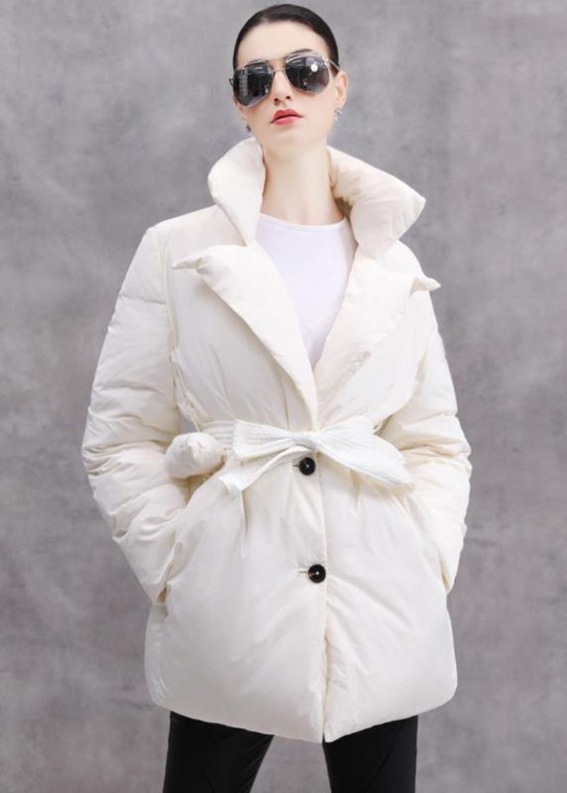 Nouveau Manteau Duvet De Canard Blanc Grande Taille Cravate Veste D'hiver Épais Manteaux