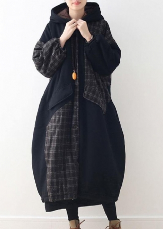 Nouveau Manteau En Duvet De Canard Noir Grande Taille Vestes De Neige À Capuche Patchwork Épaisses