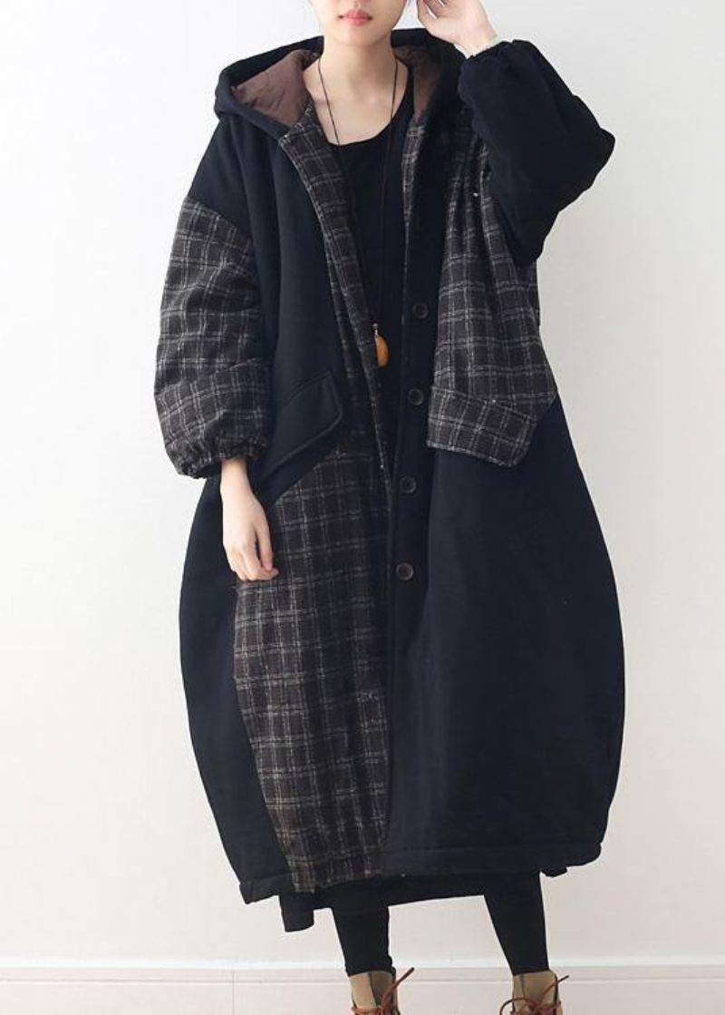 Nouveau Manteau En Duvet De Canard Noir Grande Taille Vestes De Neige À Capuche Patchwork Épaisses - Doudounes femmes