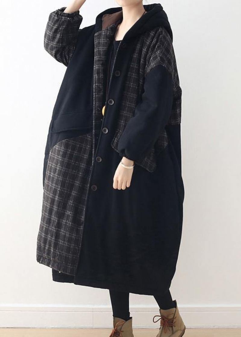 Nouveau Manteau En Duvet De Canard Noir Grande Taille Vestes De Neige À Capuche Patchwork Épaisses - Doudounes femmes