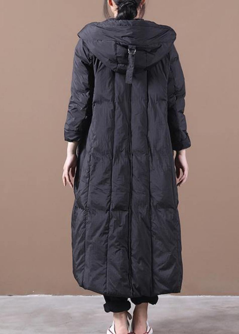 Nouveau Manteau Duvet De Canard Noir Veste D'hiver Oversize À Capuche Grandes Poches Manteaux - Doudounes femmes