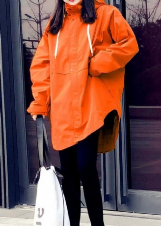 Nouveau Manteau Duvet De Canard Orange Grande Taille Parka Femme À Capuche Avec Fermeture Éclair Manteaux