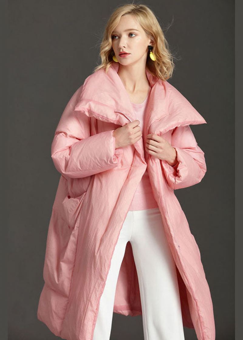 Nouveau Manteau En Duvet De Canard Rose Avec Poches À Col Peterpan Et Fermeture Éclair