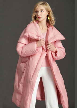 Nouveau Manteau En Duvet De Canard Rose Avec Poches À Col Peterpan Et Fermeture Éclair