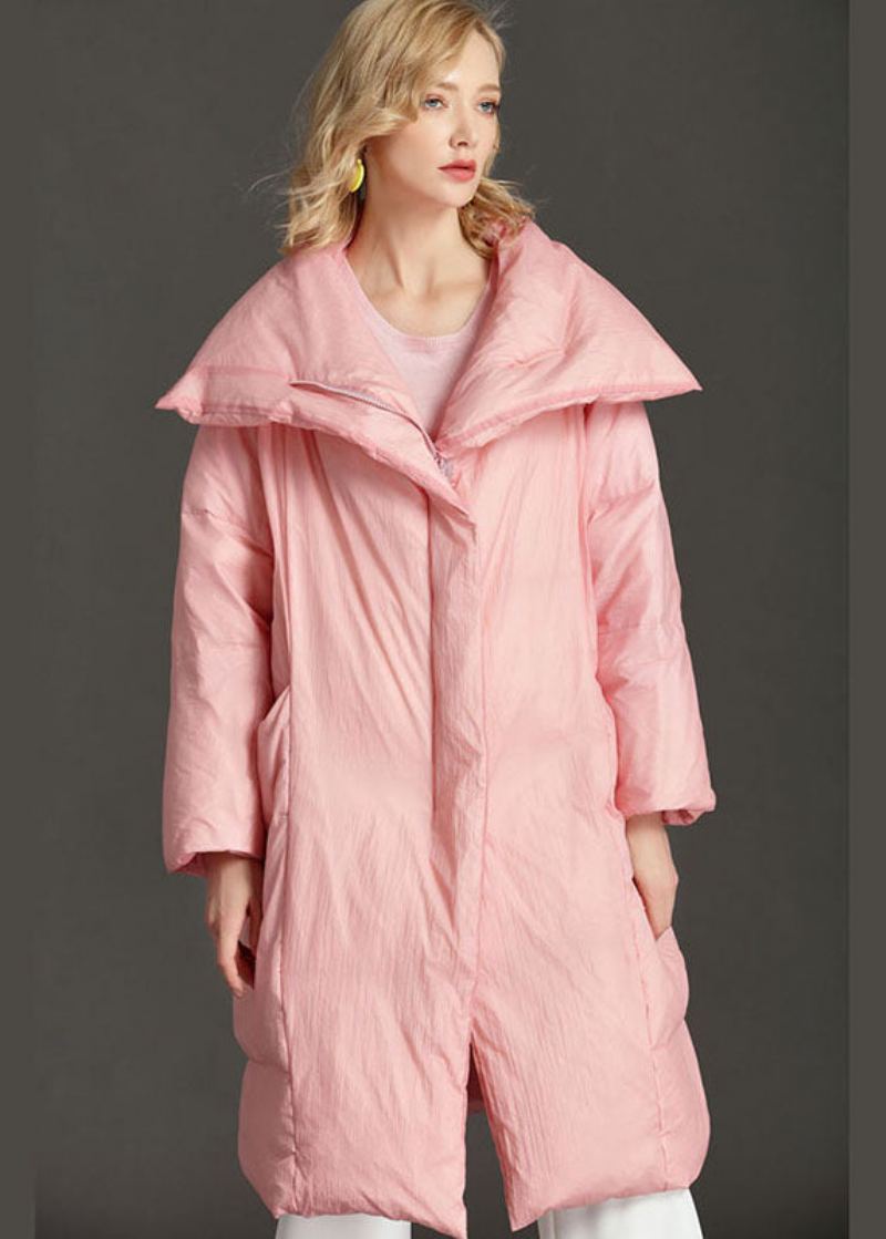 Nouveau Manteau En Duvet De Canard Rose Avec Poches À Col Peterpan Et Fermeture Éclair - Doudounes femmes