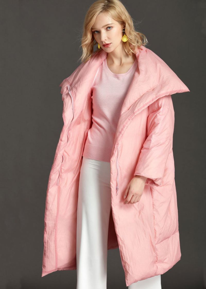 Nouveau Manteau En Duvet De Canard Rose Avec Poches À Col Peterpan Et Fermeture Éclair - Doudounes femmes