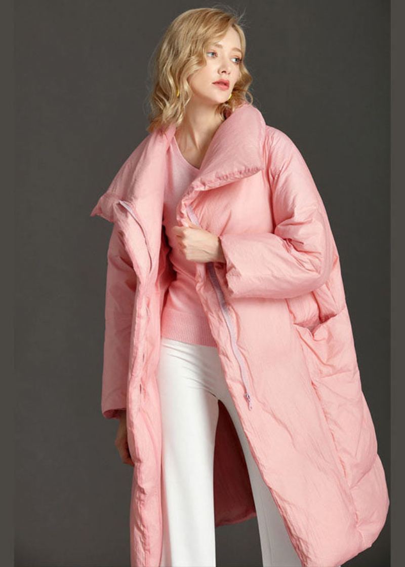 Nouveau Manteau En Duvet De Canard Rose Avec Poches À Col Peterpan Et Fermeture Éclair - Doudounes femmes