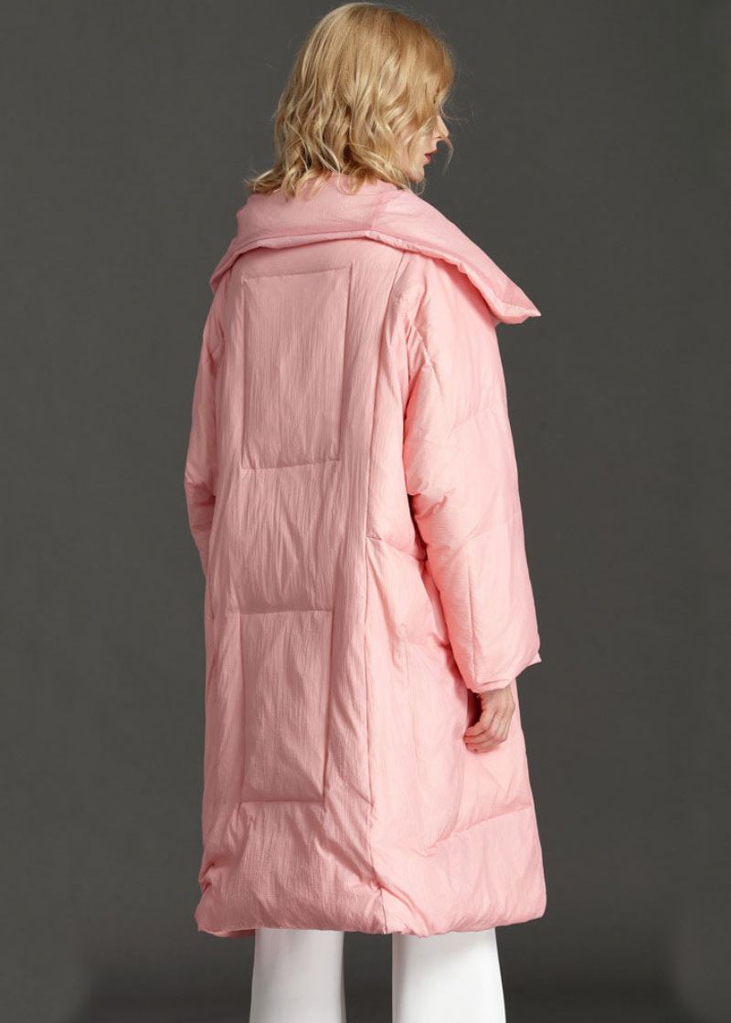 Nouveau Manteau En Duvet De Canard Rose Avec Poches À Col Peterpan Et Fermeture Éclair - Doudounes femmes