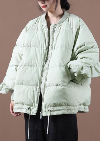 Nouveau Manteau Duvet De Canard Vert Clair Vêtements Grande Taille Doudoune Col Montant Volants Vestes Fines