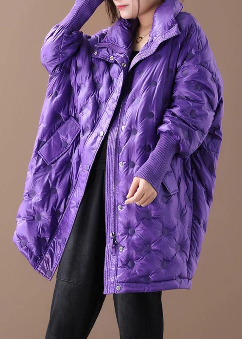 Nouveau Manteau Duvet De Canard Violet Doudoune Grande Taille Manteaux D'hiver Col Montant