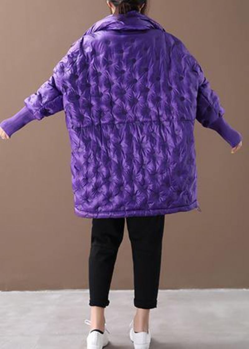 Nouveau Manteau Duvet De Canard Violet Doudoune Grande Taille Manteaux D'hiver Col Montant - Violet