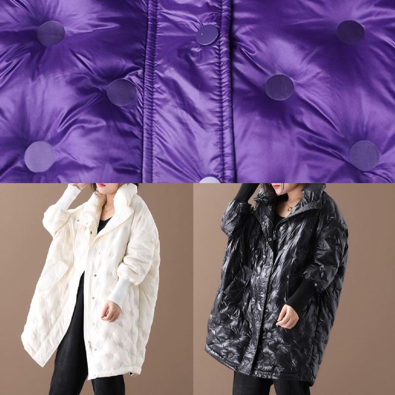 Nouveau Manteau Duvet De Canard Violet Doudoune Grande Taille Manteaux D'hiver Col Montant - Violet