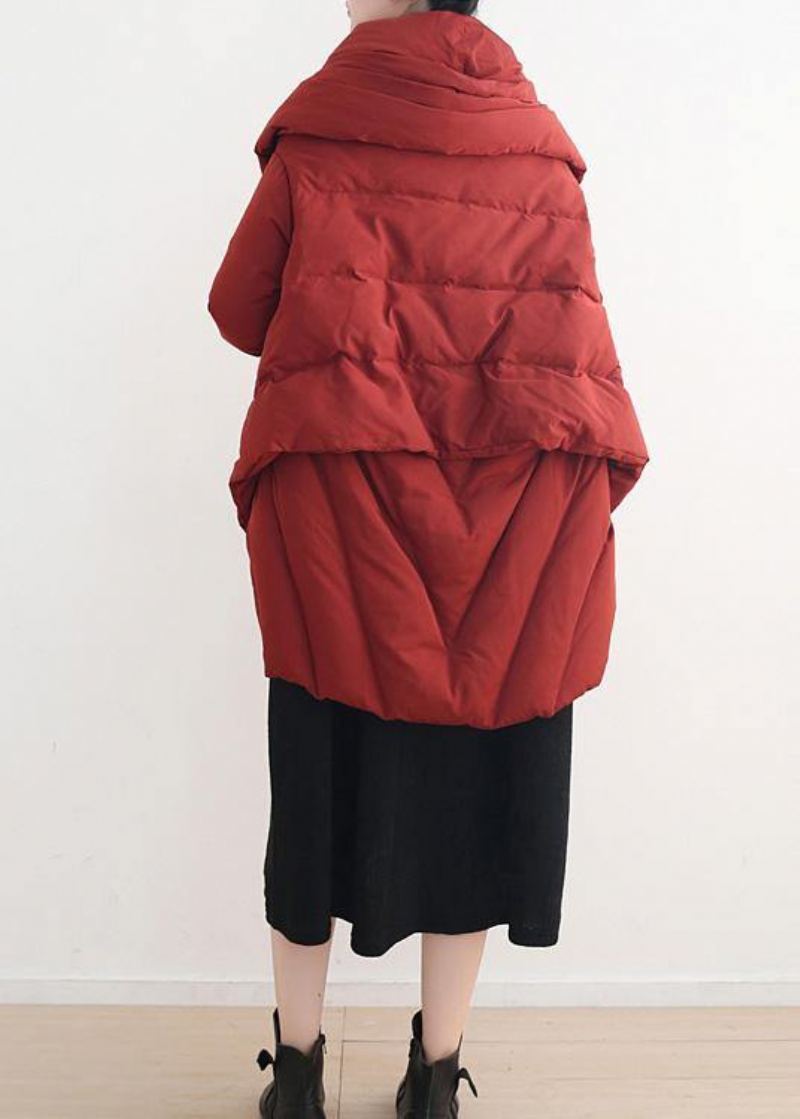 Nouveau Manteau En Duvet D'oie Rouge Surdimensionné Col Montant Vestes De Neige Boucle Foncée Fine Vêtements D'extérieur D'hiver - Noir