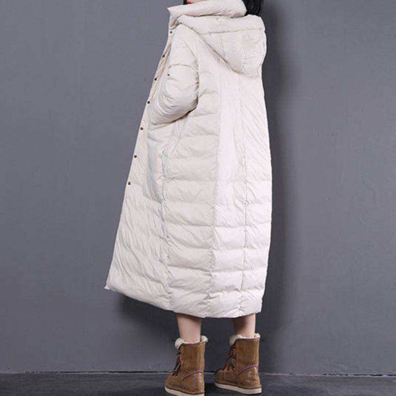 Nouveau Manteau D'hiver Blanc Surdimensionné À Capuche Trench-coat À Grandes Poches Fines - Doudounes femmes