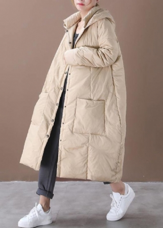 Nouveau Manteau D'hiver Chaud Kaki Vestes De Neige Tendance Grande Taille À Capuche Boutonnée Pardessus Décontracté