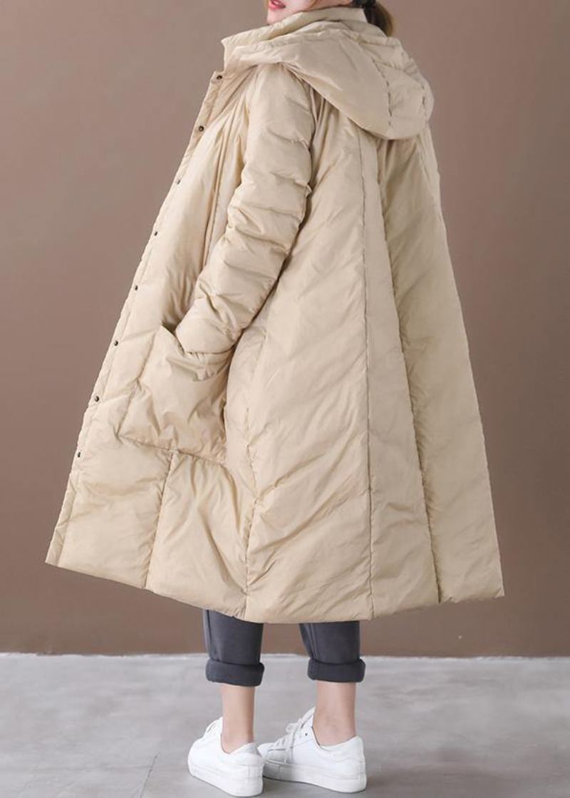 Nouveau Manteau D'hiver Chaud Kaki Vestes De Neige Tendance Grande Taille À Capuche Boutonnée Pardessus Décontracté - Doudounes femmes