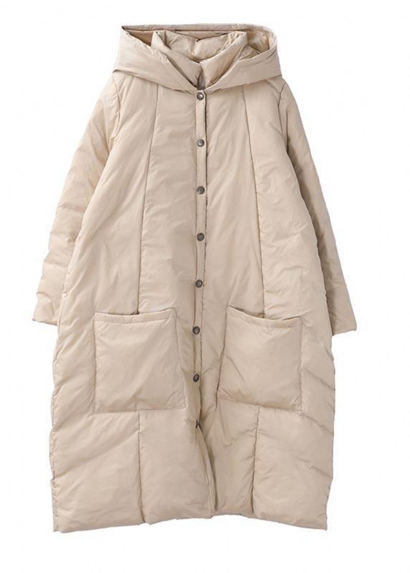 Nouveau Manteau D'hiver Chaud Kaki Vestes De Neige Tendance Grande Taille À Capuche Boutonnée Pardessus Décontracté - Doudounes femmes