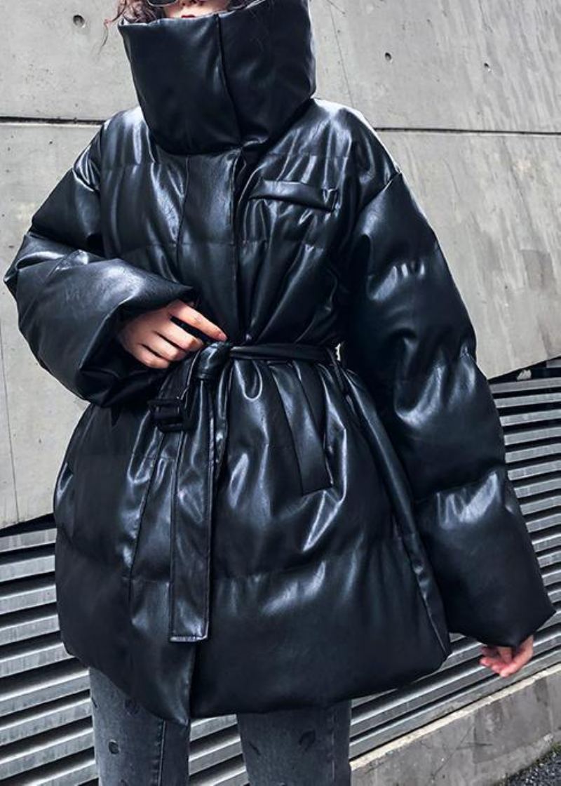 Nouveau Manteau D'hiver Chaud Surdimensionné Noir Col Haut Bouton Femmes Parka - Doudounes femmes