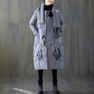 Nouveau Manteau D'hiver Imprimé Gris Surdimensionné Gland Nouvelles Poches