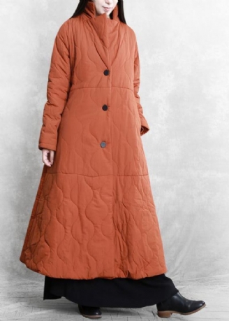 Nouveau Orange Tenue Décontractée Grande Taille Manteaux Col Montant Épais D'hiver