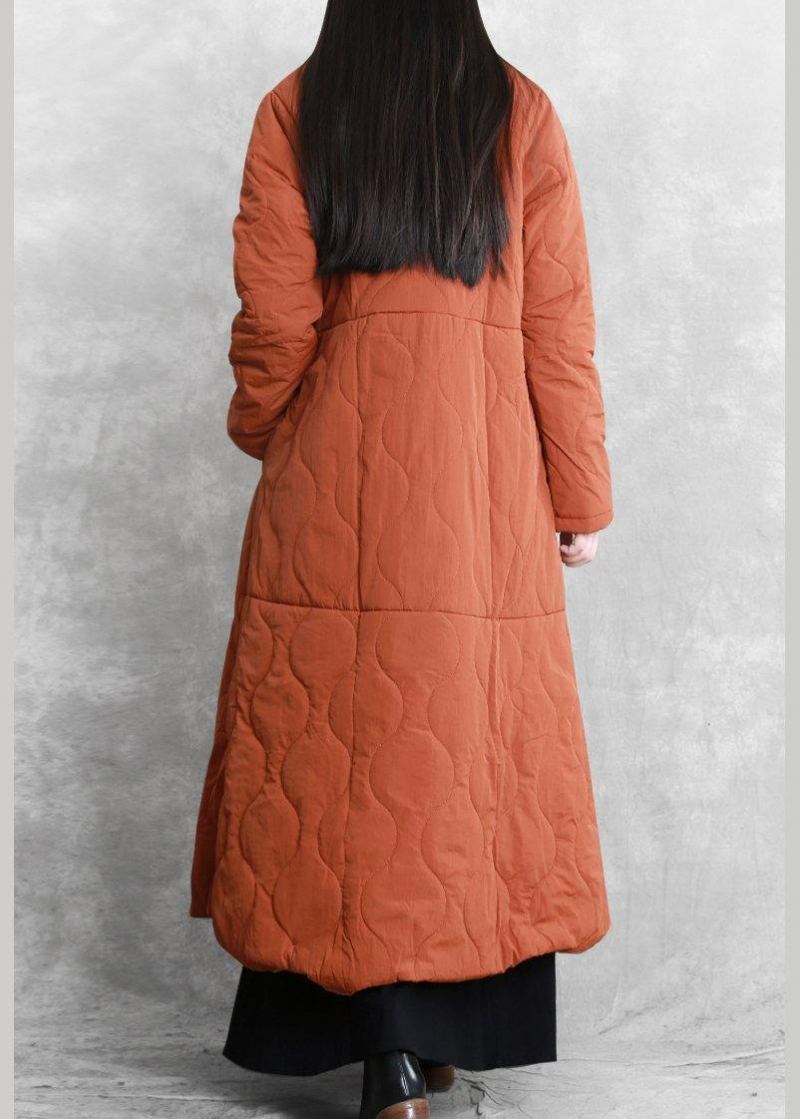 Nouveau Orange Tenue Décontractée Grande Taille Manteaux Col Montant Épais D'hiver - Noir