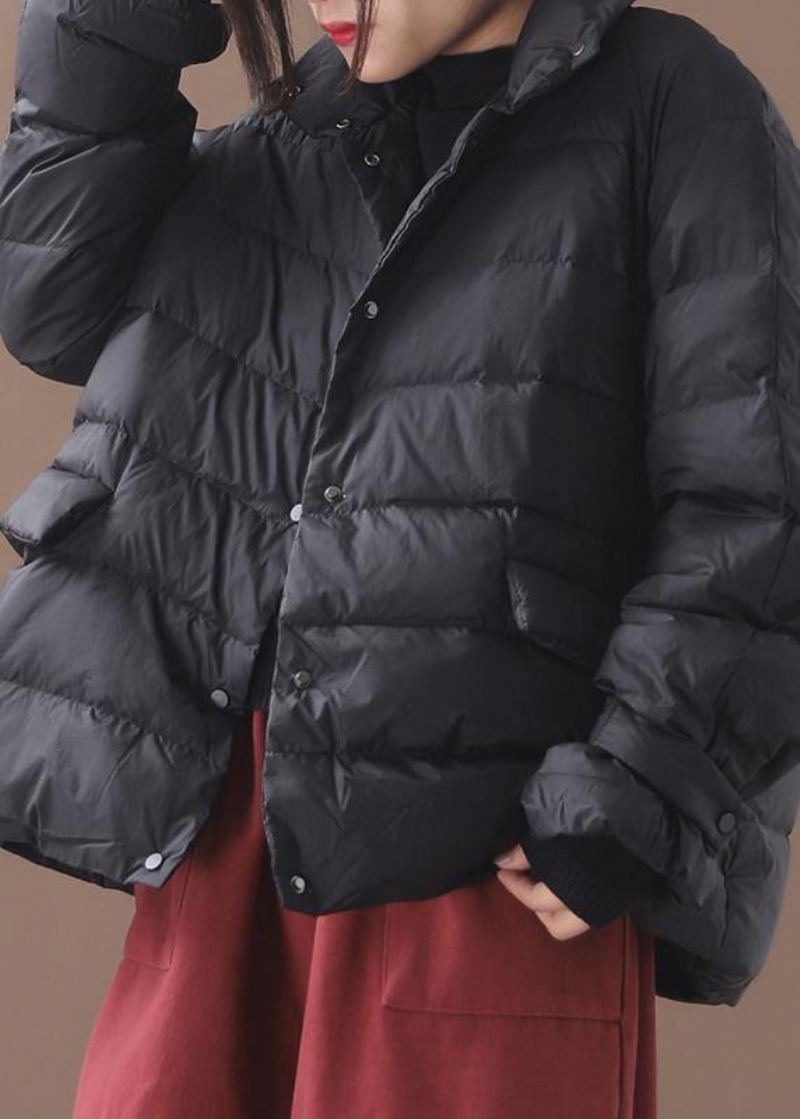 Nouveau Parkas Noir Vestes De Neige Décontracté Hiver Manteaux Courts Col Montant