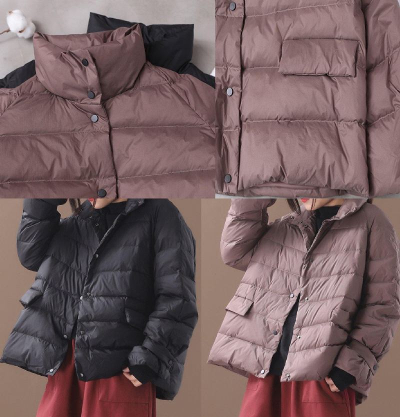 Nouveau Parkas Noir Vestes De Neige Décontracté Hiver Manteaux Courts Col Montant - Doudounes femmes