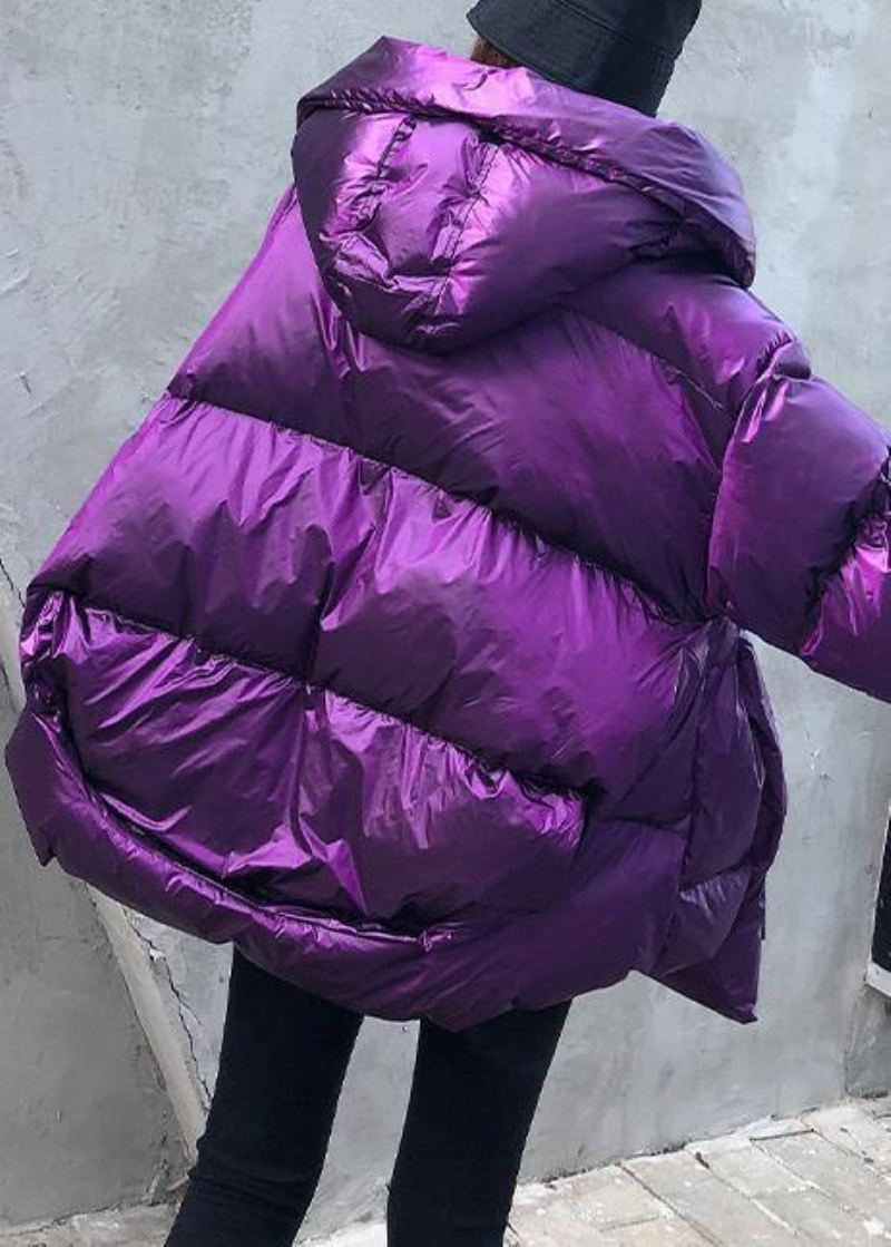 Nouveau Parkas Violet Pour Femmes Grande Taille Hiver À Capuche Poches Vêtements D'extérieur - Violet