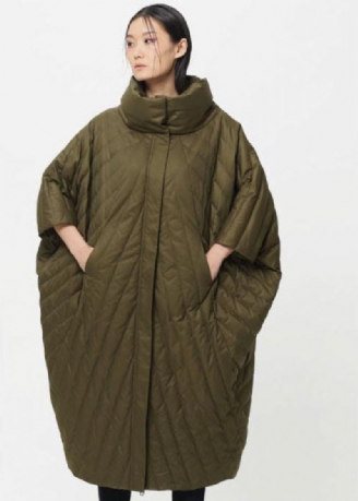 Nouveau Vert Col Montant Poches Lâches Épais Hiver Duvet De Canard Manteaux