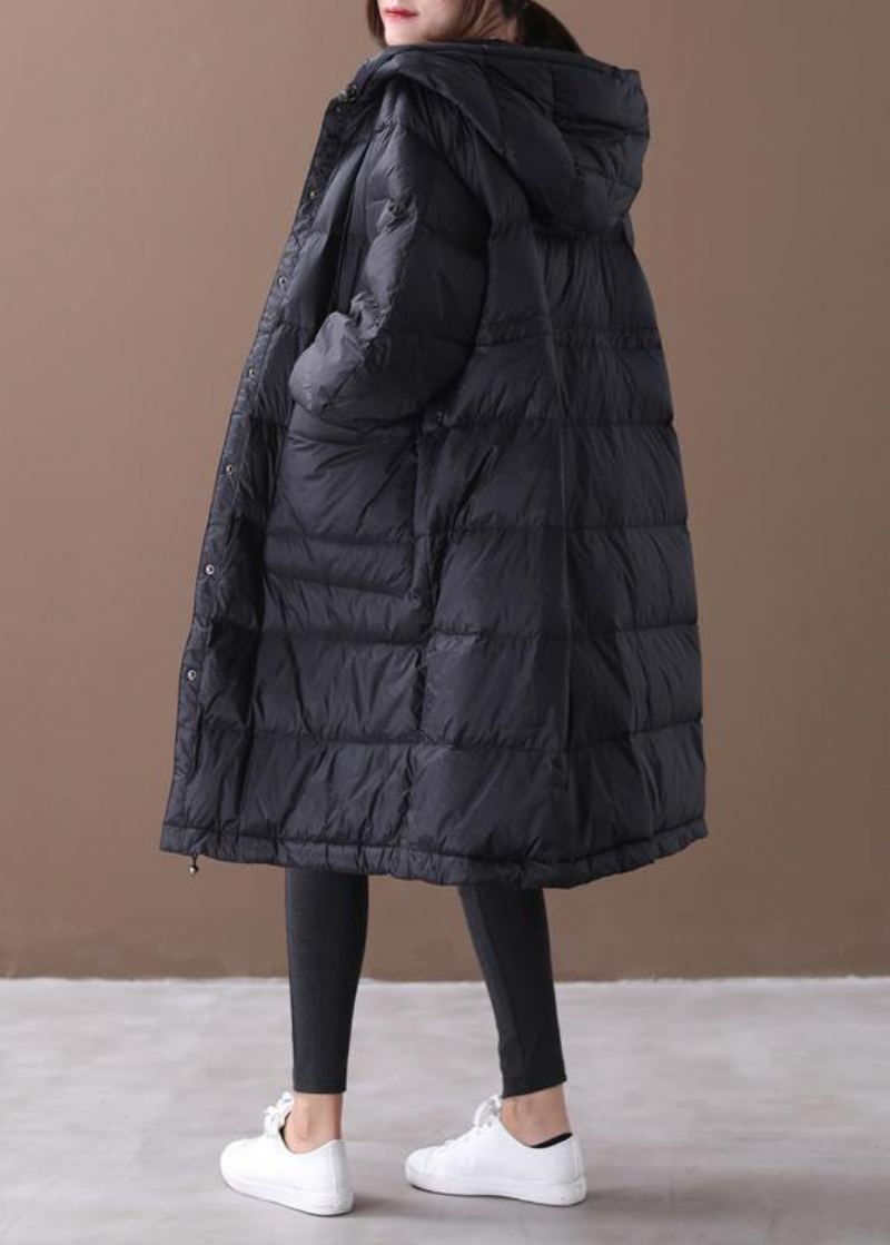 Nouveau Veste D'hiver Grande Taille Noir À Capuche Avec Fermeture Éclair Manteau - Doudounes femmes