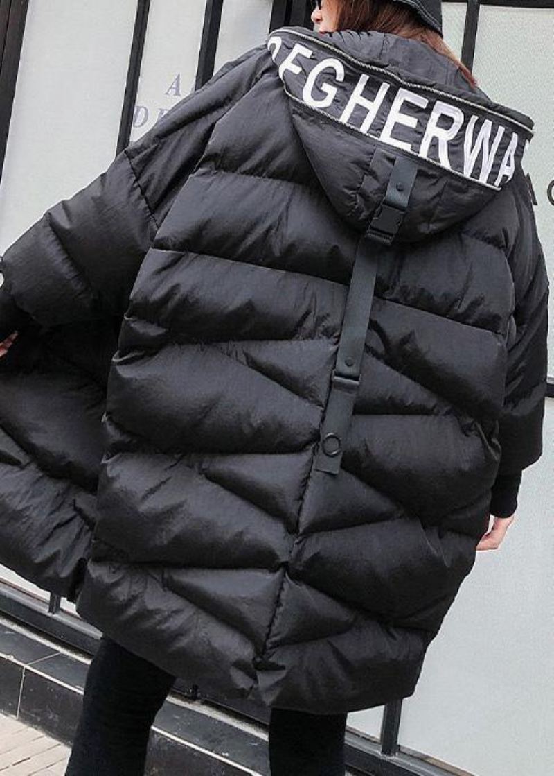 Nouveau Vêtements Grande Taille Vestes De Neige Grandes Poches Manteaux Noir À Capuche Avec Fermeture Éclair D'hiver - Doudounes femmes