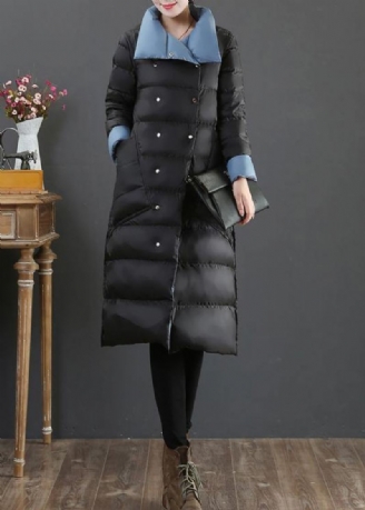 Nouveau Vêtements Grande Taille Vestes De Neige Noir Col Montant Poches Doudoune Hiver