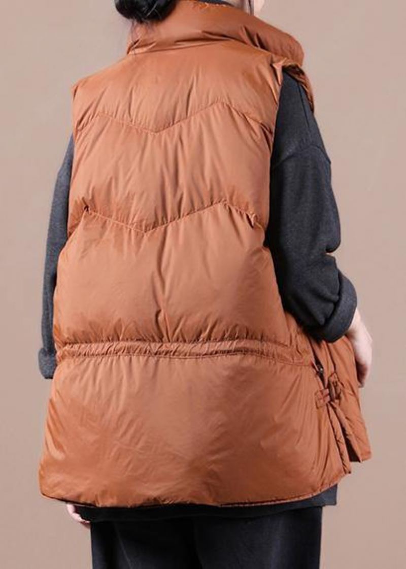 Nouvelles Vestes De Neige Surdimensionnées Manteau D'hiver Chaud À Col Montant Orange Avec Fermeture Éclair - Doudounes femmes