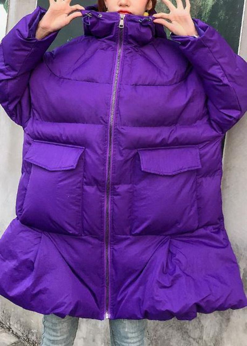 Pardessus Violet Fin Vestes Oversize Manteaux D'hiver À Capuche