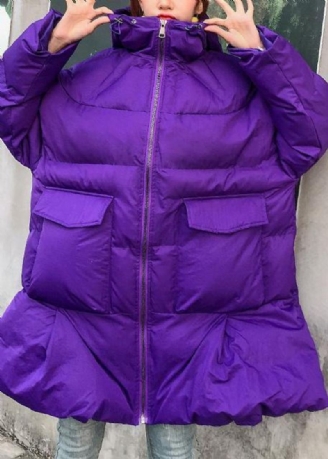 Pardessus Violet Fin Vestes Oversize Manteaux D'hiver À Capuche