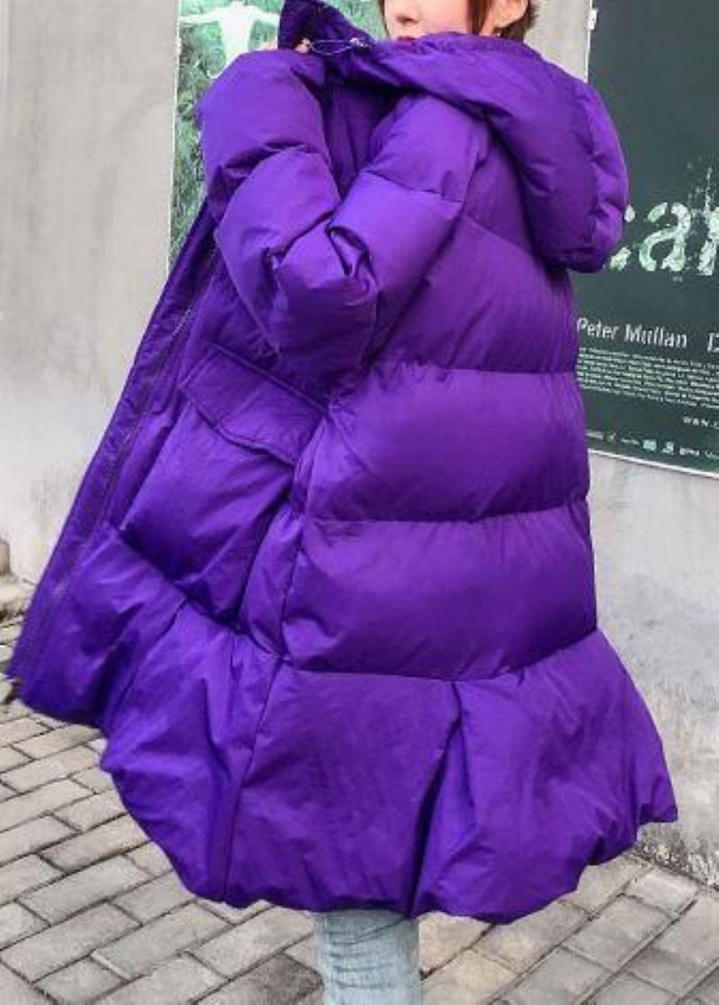 Pardessus Violet Fin Vestes Oversize Manteaux D'hiver À Capuche - Violet