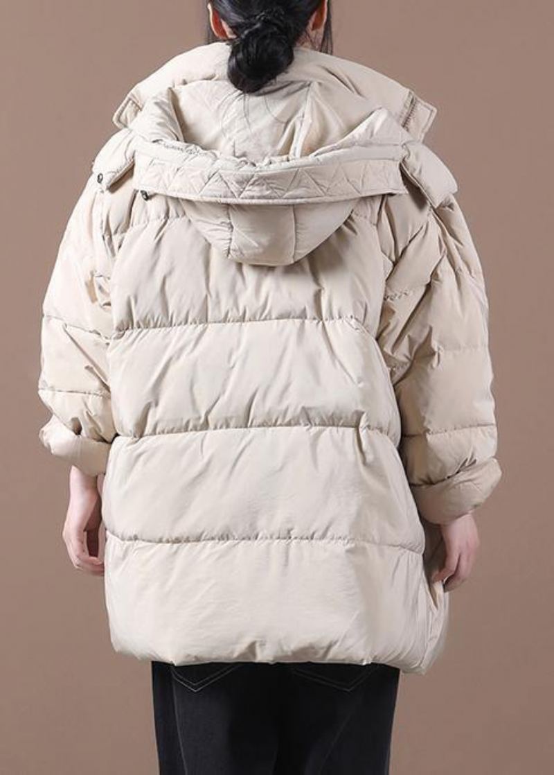 Parka À Capuche Et Fermeture Éclair Pour Vêtements D'hiver Kaki Fin Grande Taille D'extérieur Élégants - Noir