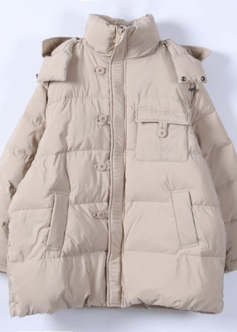 Parka À Capuche Et Fermeture Éclair Pour Vêtements D'hiver Kaki Fin Grande Taille D'extérieur Élégants - Noir