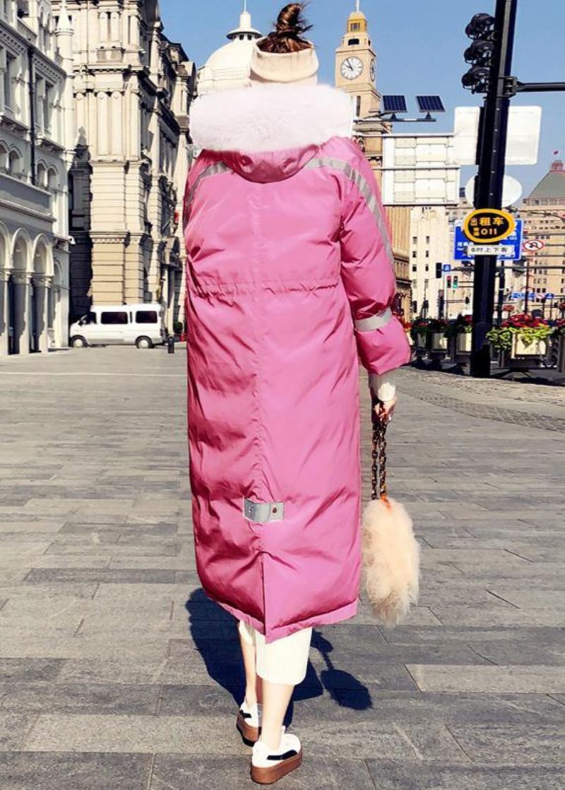 Parka Chaude Et Ample Pour Femme Manteau Rose À Capuche Et Fermeture Éclair Hiver - Doudounes femmes