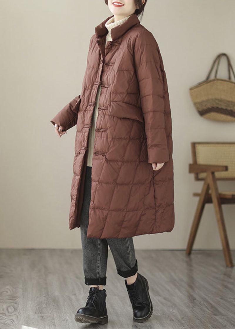 Parka En Coton Avec Poches Rouge Vin Col Montant Manches Longues - Doudounes femmes