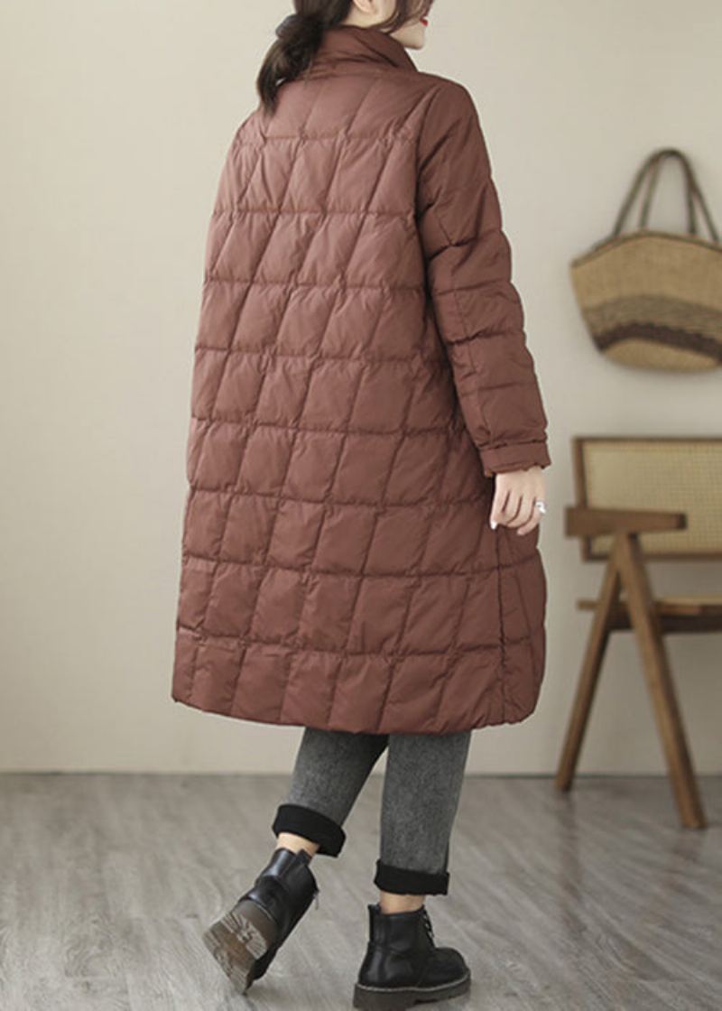 Parka En Coton Avec Poches Rouge Vin Col Montant Manches Longues - Doudounes femmes