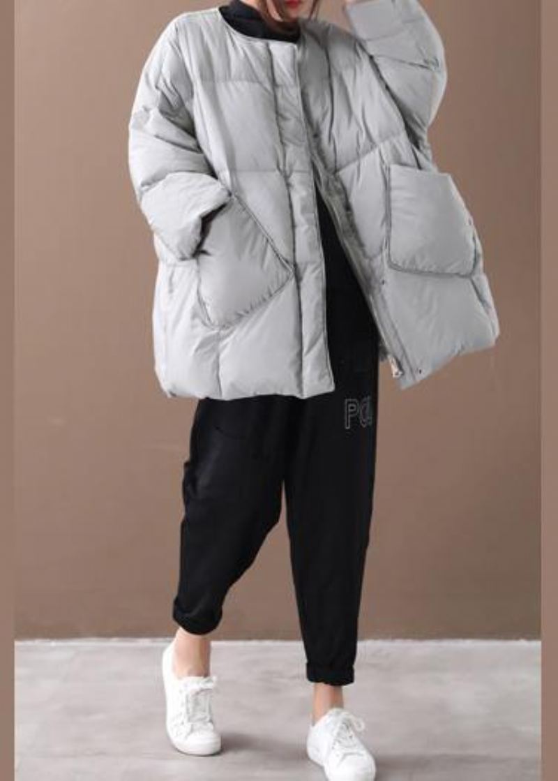 Parka Décontractée Pour Femmes Grises Pardessus Décontracté Manteau Boutonné - Gris