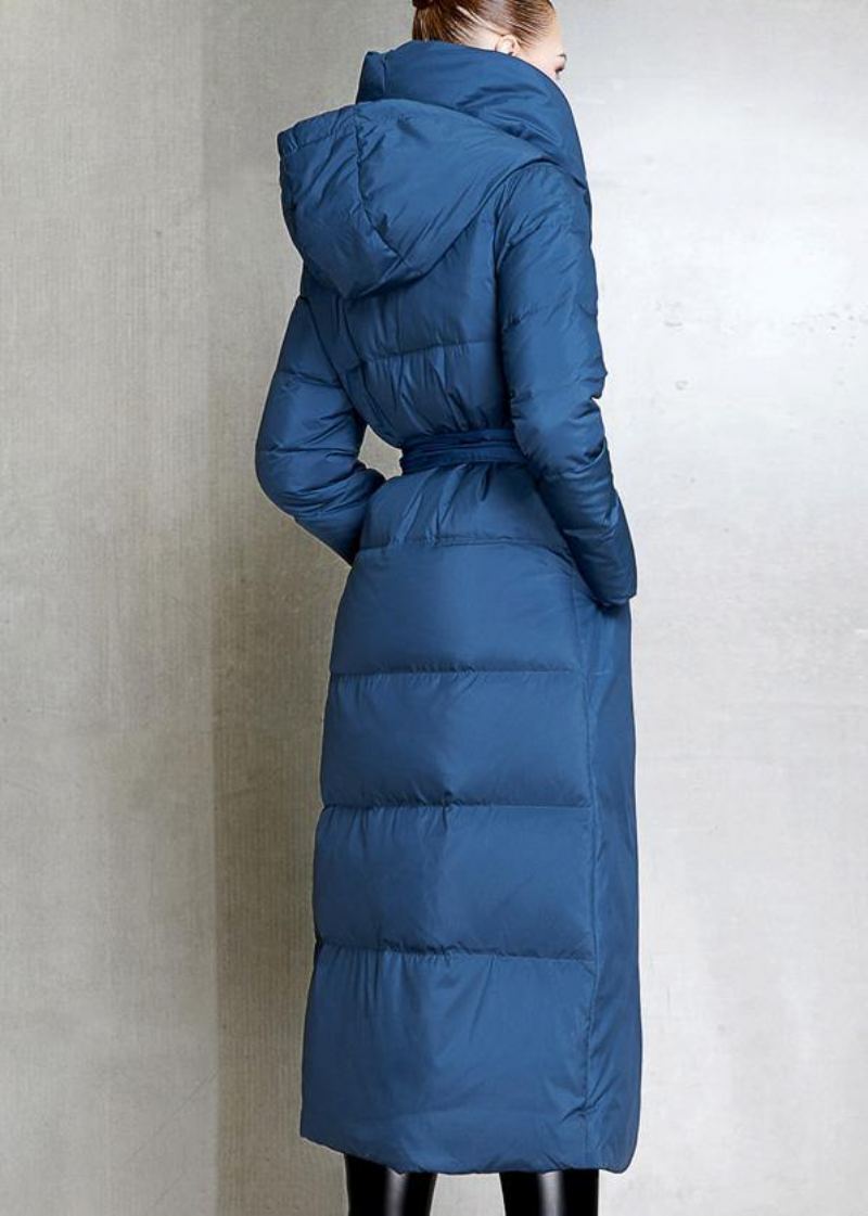 Parka Décontractée Grande Taille Pour Femme Pardessus À Capuche Bleu Cravate À La Hiver - Doudounes femmes