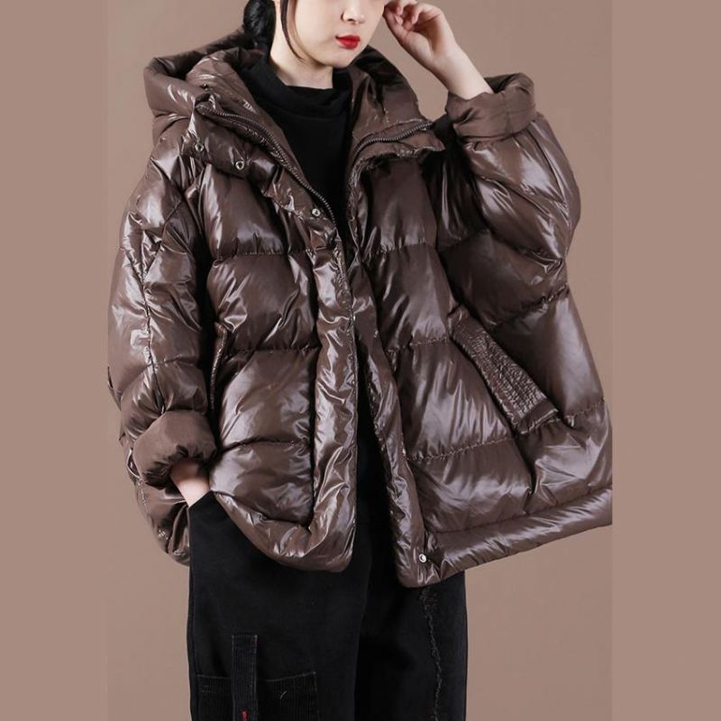 Parka Décontractée Grande Taille Pour Femme Veste À Capuche Chocolat Manteau Zippé - Noir