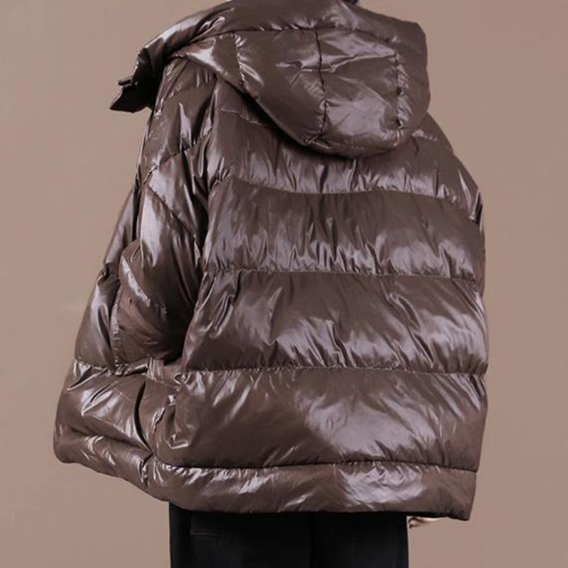 Parka Décontractée Grande Taille Pour Femme Veste À Capuche Chocolat Manteau Zippé - Noir