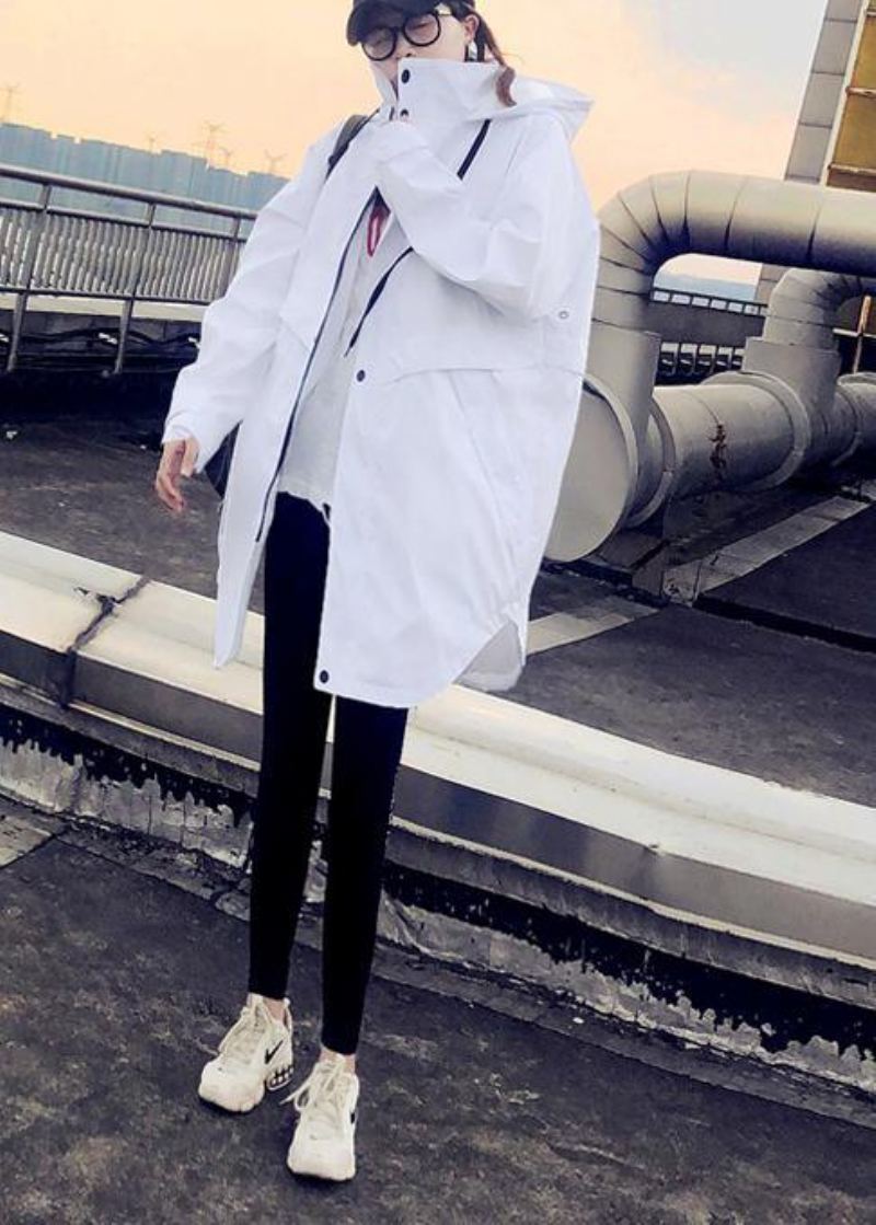 Parka Femme Grande Taille Vestes Blanc À Capuche Doudoune Zippée