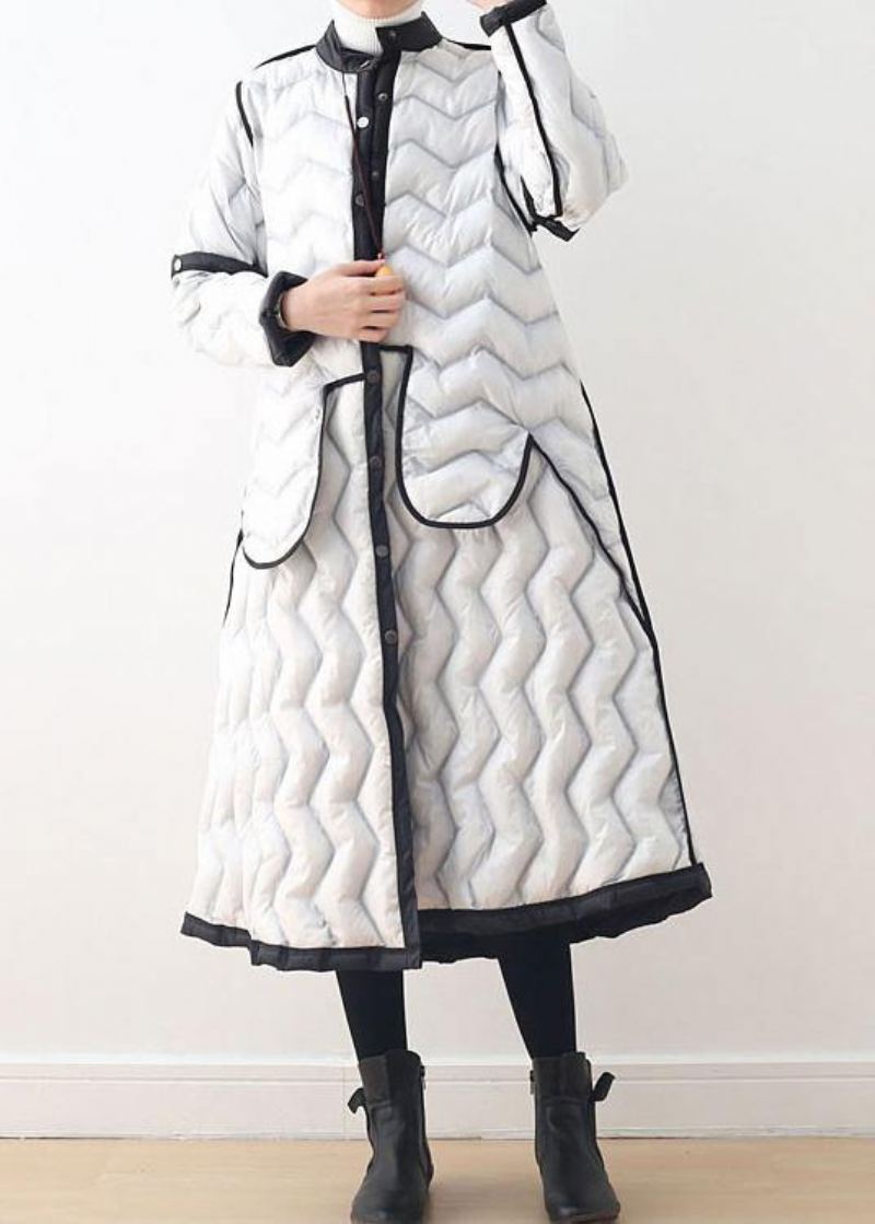 Parka Femme Tendance Grande Taille Col Haut Vestes Noir Blanc À Porter Des Deux Côtés Manteau D'hiver Chaud - Doudounes femmes